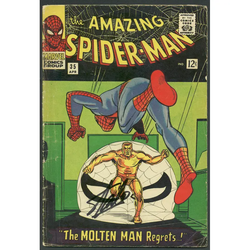 Stan Lee Signed The Amazing Spider-Man #35 Comic Book Molten Man PSA #6A20960