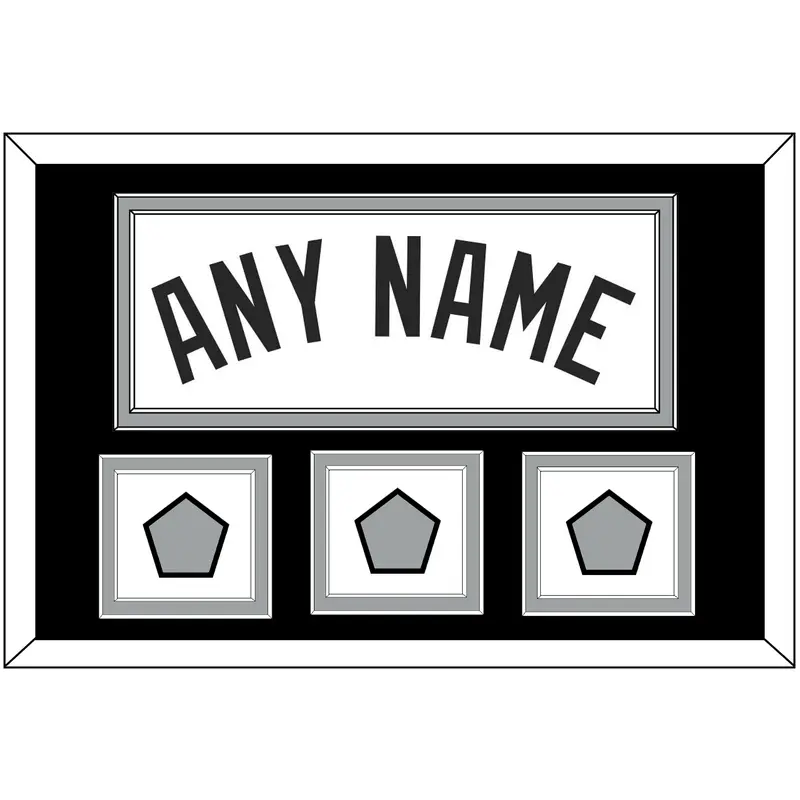 San Antonio Name With 3 Champions Banner Patches - Home White (2002-2017) - Double Mat 2