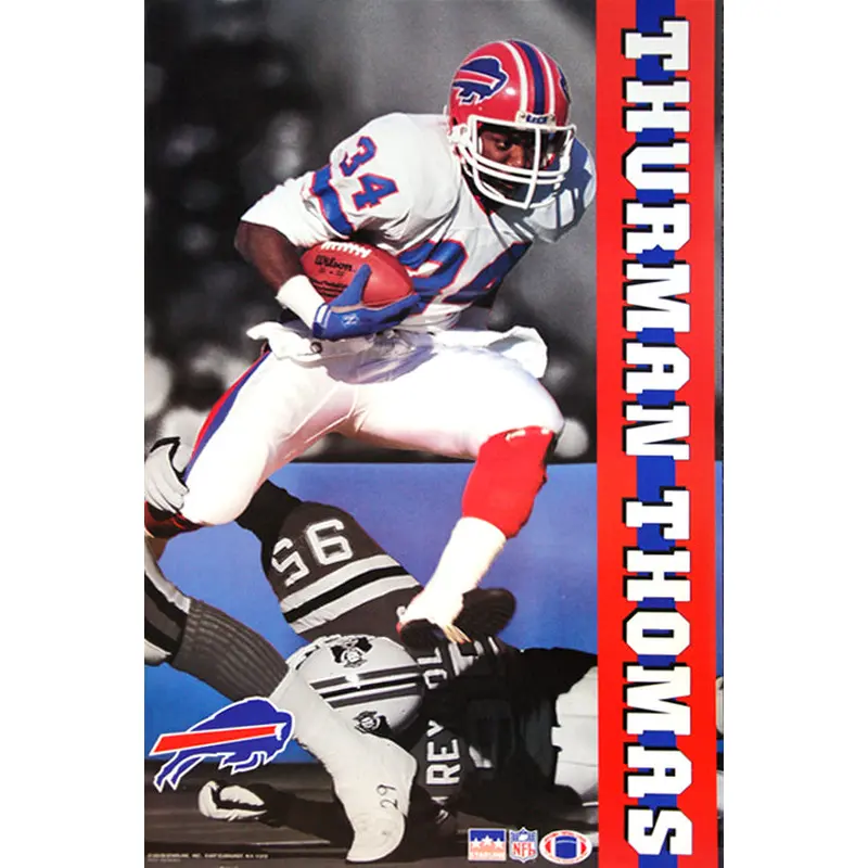 Thurman Thomas "Airborne" Buffalo Bills NFL Action Poster - Starline 1991