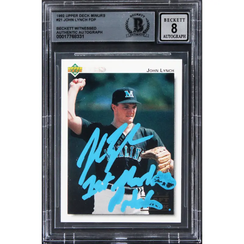 Marlins John Lynch Authentic Signed 1992 Upper Deck Minors #21 Card BAS Slabbed