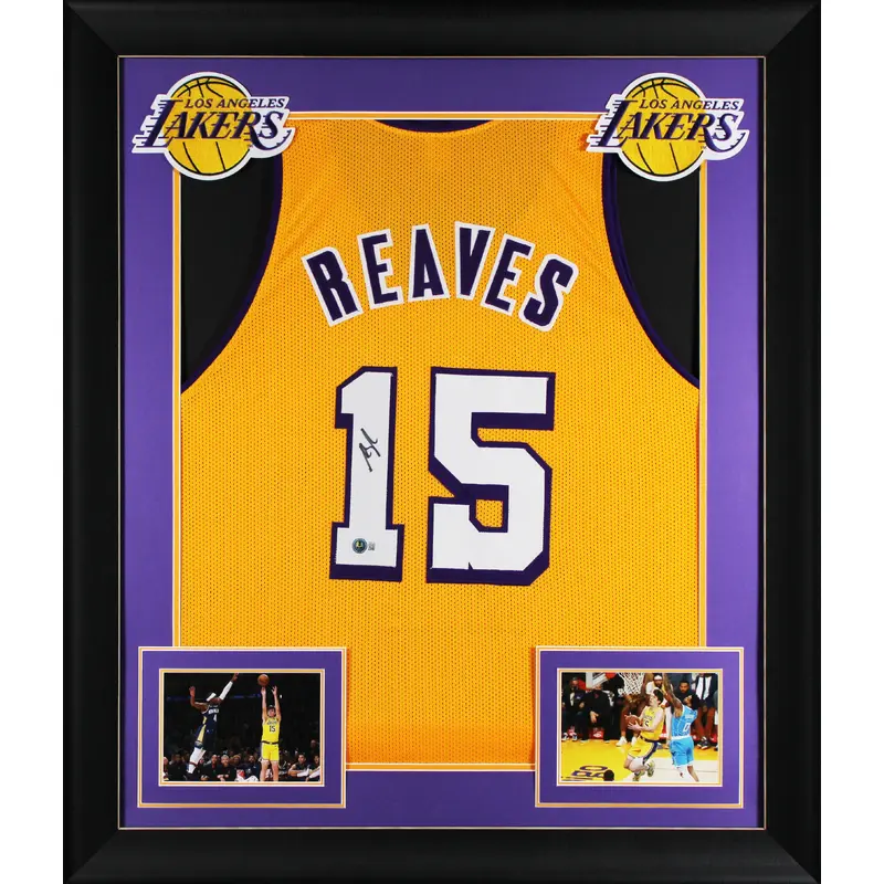Austin Reaves Signed Yellow Pro Style Framed Jersey w/ White #'s BAS Witnessed