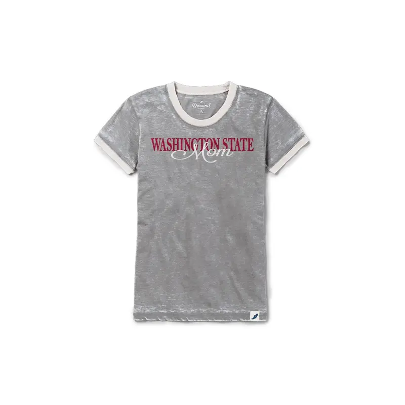 Light Grey/White Trim Vintage Washington State Mom Crew Neck T-Shirt