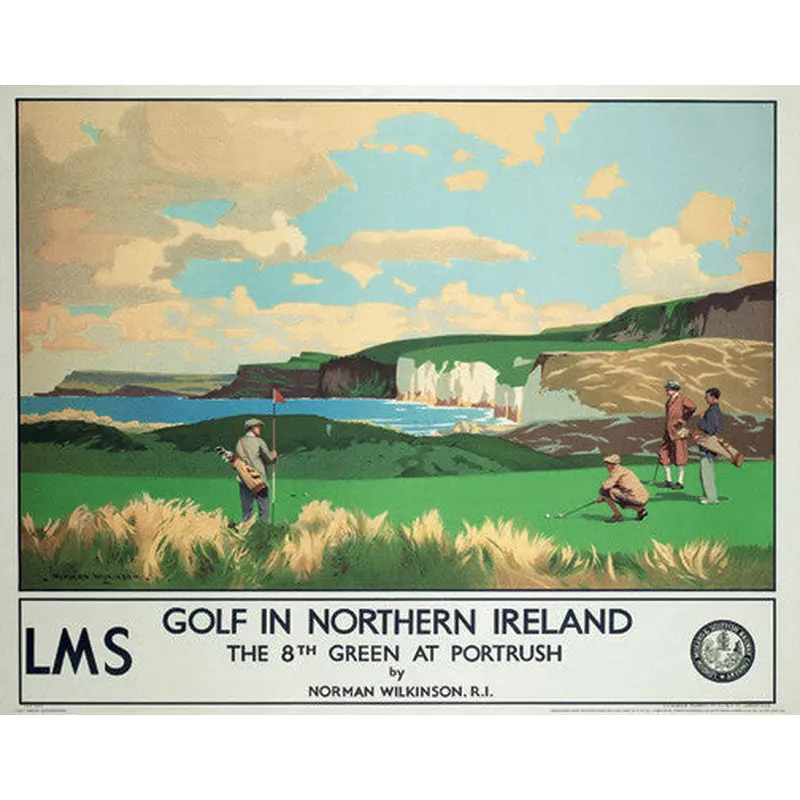 Royal Portrush Golf 1940s-Era Vintage Travel Poster Reproduction - Front Line