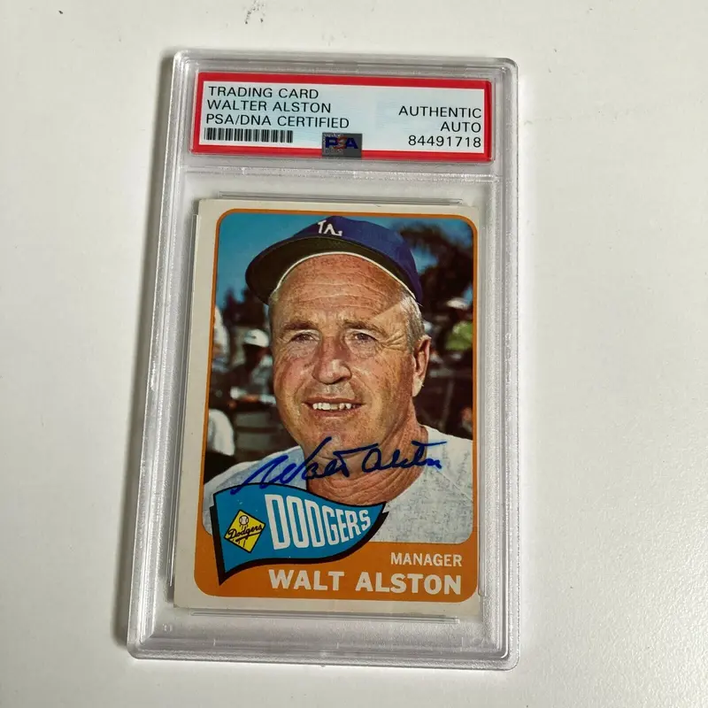 1965 Topps Walt Alston Signed Baseball Card Los Angeles Dodgers PSA DNA COA