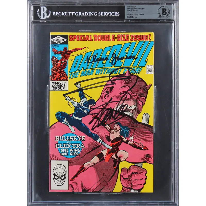 (3) Stan Lee, Miller & Janson Authentic Signed Daredevil #181 Comic BAS Slabbed