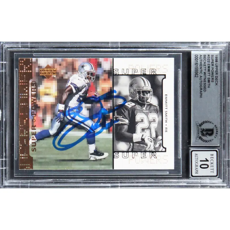 Cowboys Emmitt Smith Signed 1998 Upper Deck SP #S22 Card Auto 10! BAS Slabbed