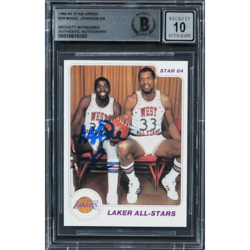 Lakers Magic Johnson Signed 1984 Star Arena #D9 Card Auto 10! BAS Slabbed