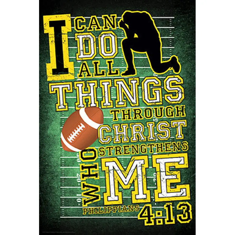 Football Prayer (Philippians 4:13) Christian Athlete Motivational Poster - Slingshot
