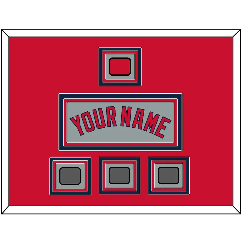 Boston Name, Logo Patch & Three World Series Champions Patches - Road Gray - Triple Mat 2