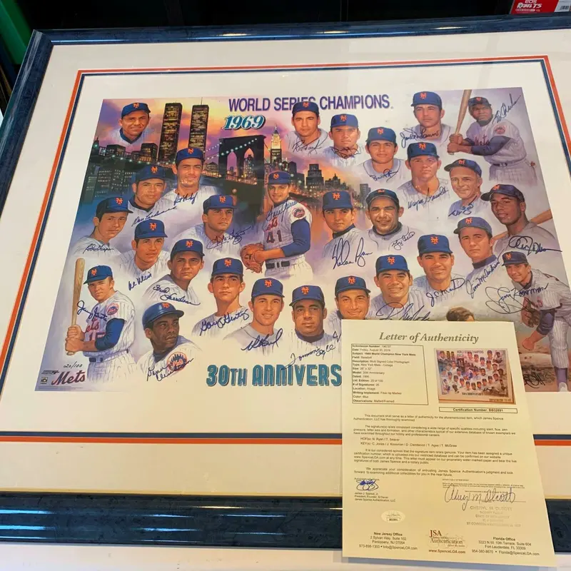 1969 Mets World Series Champs Team Signed Photo Nolan Ryan & Tom Seaver JSA COA
