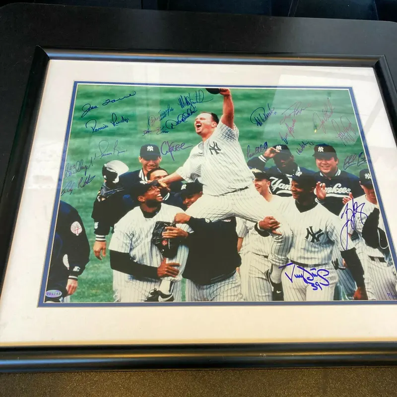 1998 Yankees WS Champs Team Signed 16x20 Photo Derek Jeter Rivera Steiner COA