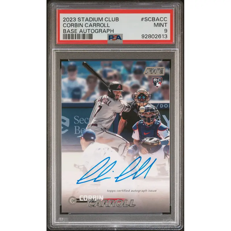 Corbin Carroll 2023 Stadium Club Rookie Autograph PSA 9 Mint