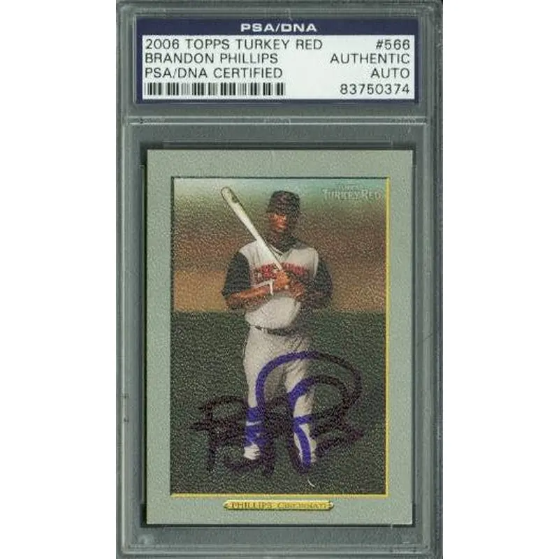 Reds Brandon Phillips Signed Card 2006 Topps Turkey Red #566 PSA/DNA Slabbed