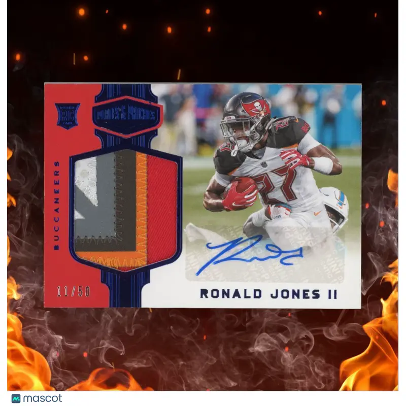 2018 Panini Plates & Patches Ronald Jones II Jersey Navy Blue Rookie Auto 11/50