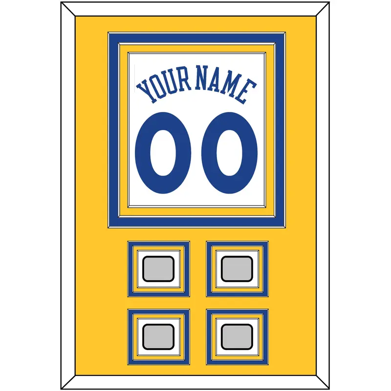 Golden State Name & Number With 4 Champions Patches - Home White (2010-2019) - Triple Mat 3