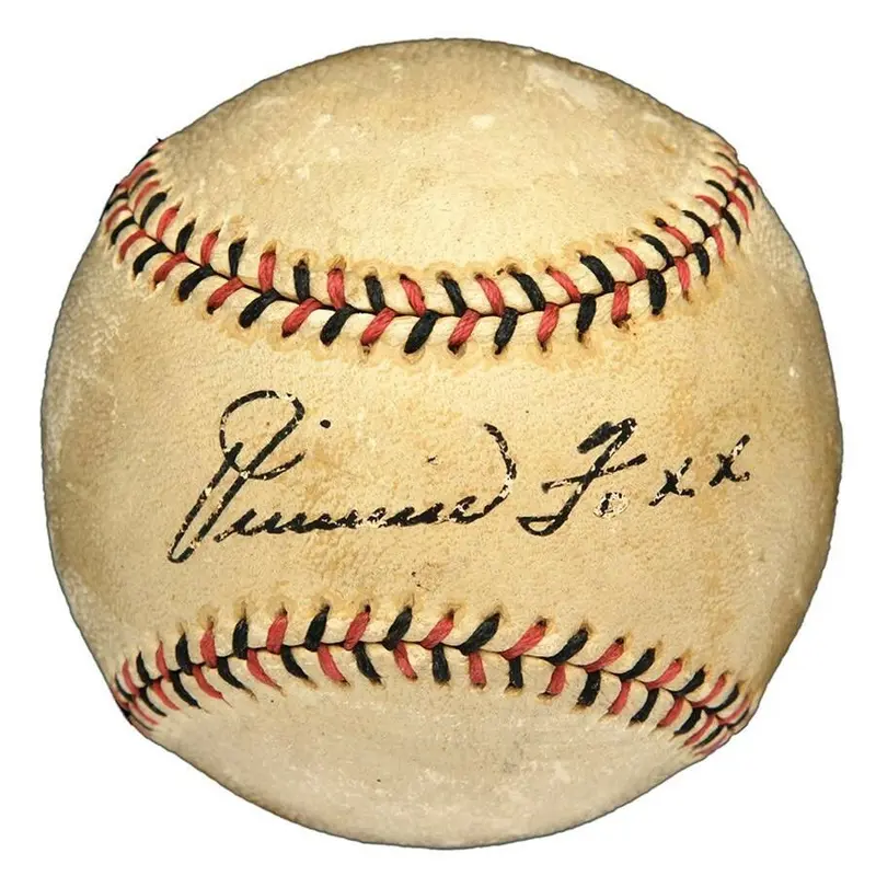 Beautiful Jimmie Foxx Single Signed Baseball 1926 Rookie Sig PSA DNA & JSA COA