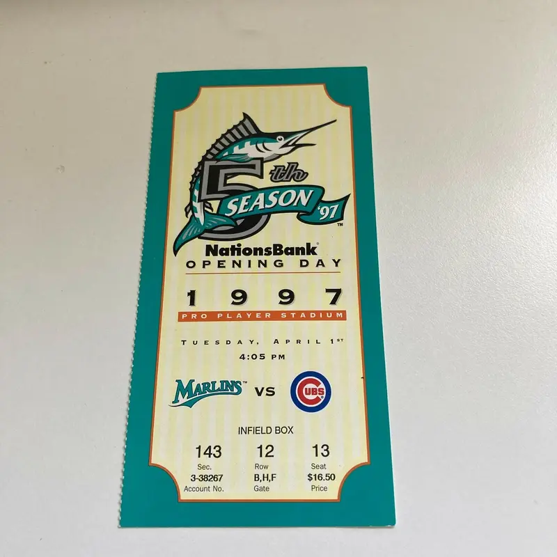 Kevin Orie MLB Debut First Game Original Ticket April 1, 1997