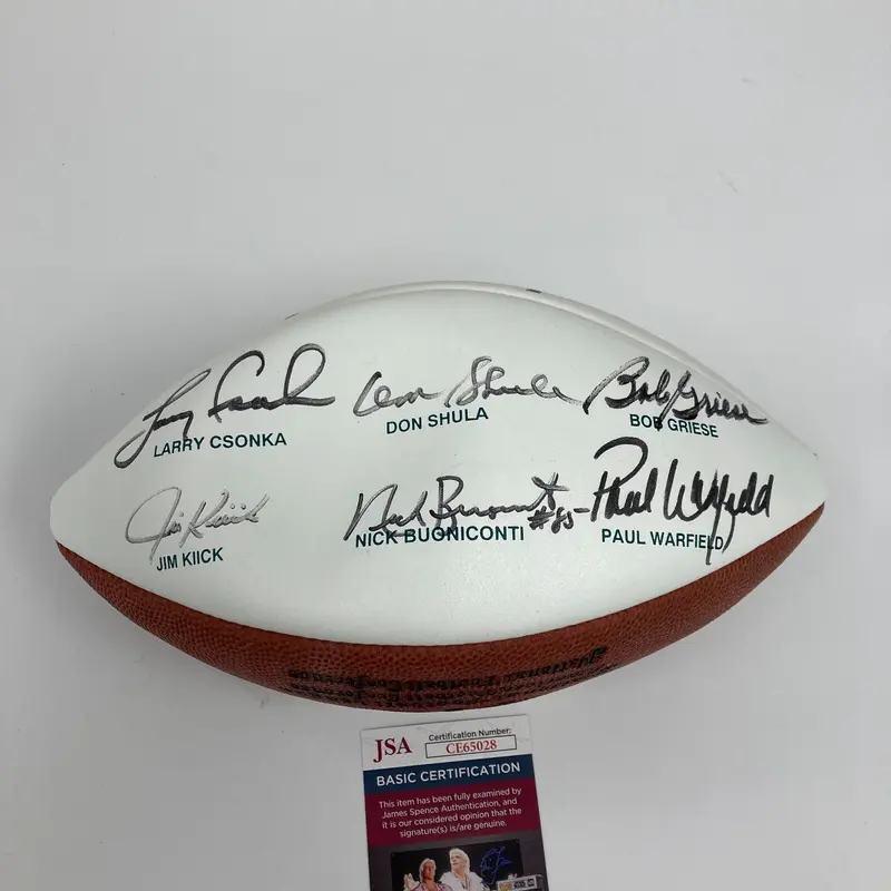 Miami Dolphins HOF Legends Signed Football Don Shula Larry Csonka JSA COA
