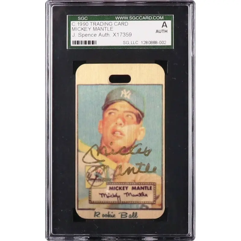 Mickey Mantle Signed 1952 Topps Metal Baseball Rookie Card RC SGC