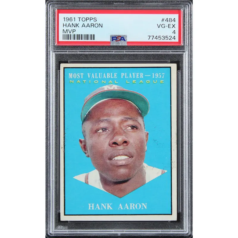 Braves Hank Aaron 1961 Topps #484 Card Graded VG-EX-4 PSA Slabbed 2