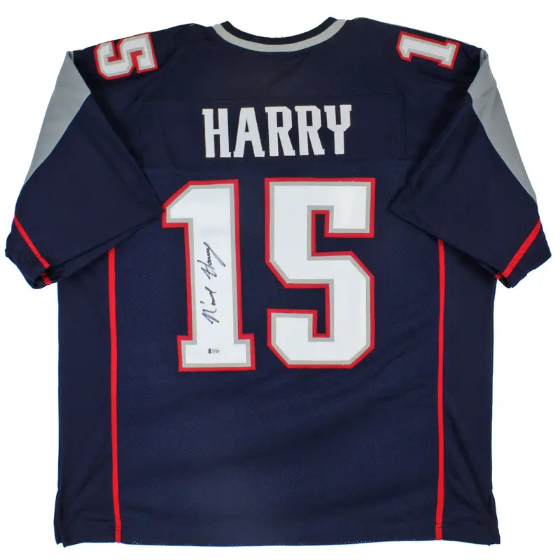 N'Keal Harry Authentic Signed Navy Blue Pro Style Jersey BAS Witnessed