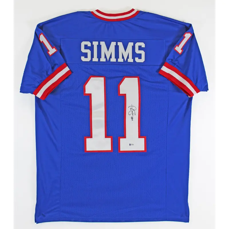 Phil Simms Authentic Signed Blue Pro Style Jersey Autographed BAS