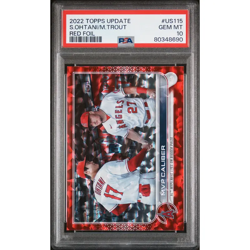 Shohei Ohtani/Mike Trout 2022 Topps Update Red Foil #168/199 PSA 10 Gem Mint