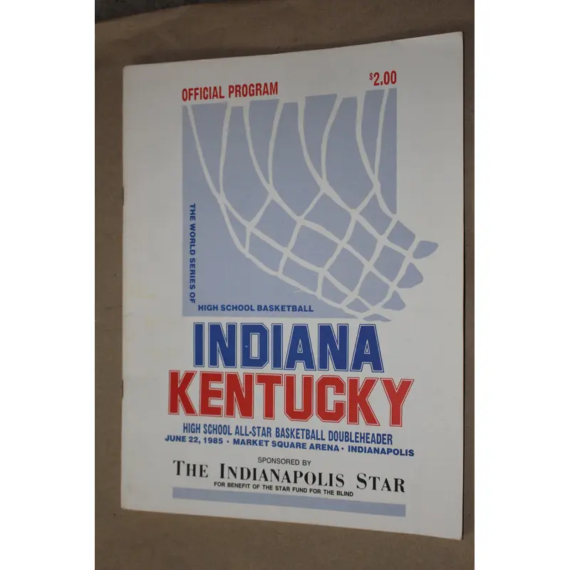 1985 Indiana vs Kentucky H.S. Basketball All Star Game Program