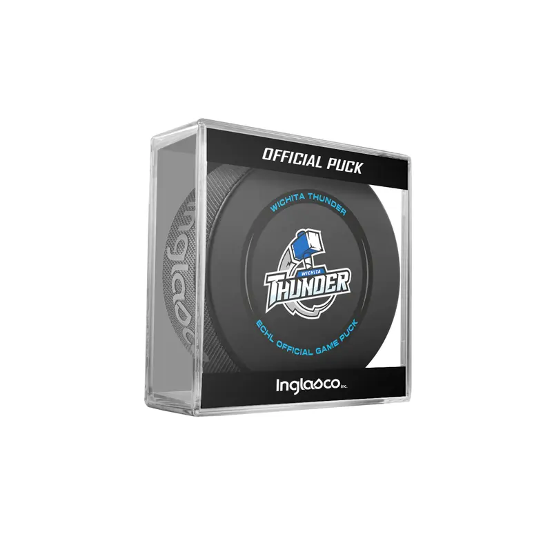 ECHL Wichita Thunder 2024-25 Official Game Hockey Puck In Cube
