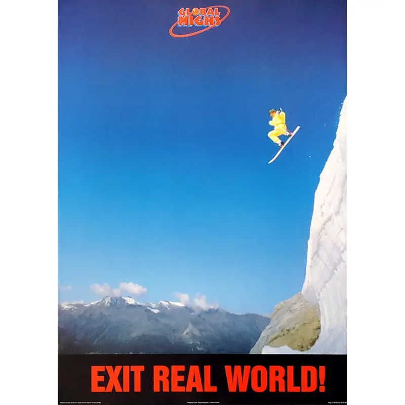 Snowboarding "Exit Real World!" Sports Action Poster - Pyramid 1995