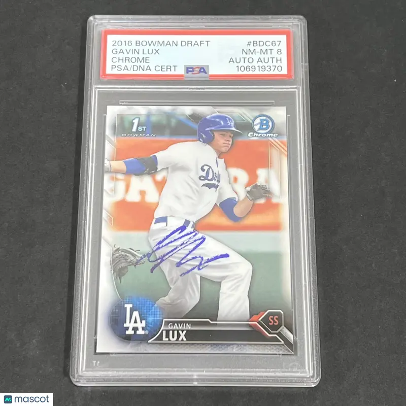 2016 Bowman Draft #BDC67 Gavin Lux Chrome signed card PSA 8 Auto A