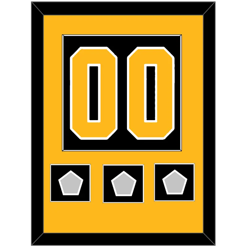 Pittsburgh Number (Back) & 3 Stanley Cup Finals Patches - Home Black - Single Mat 2