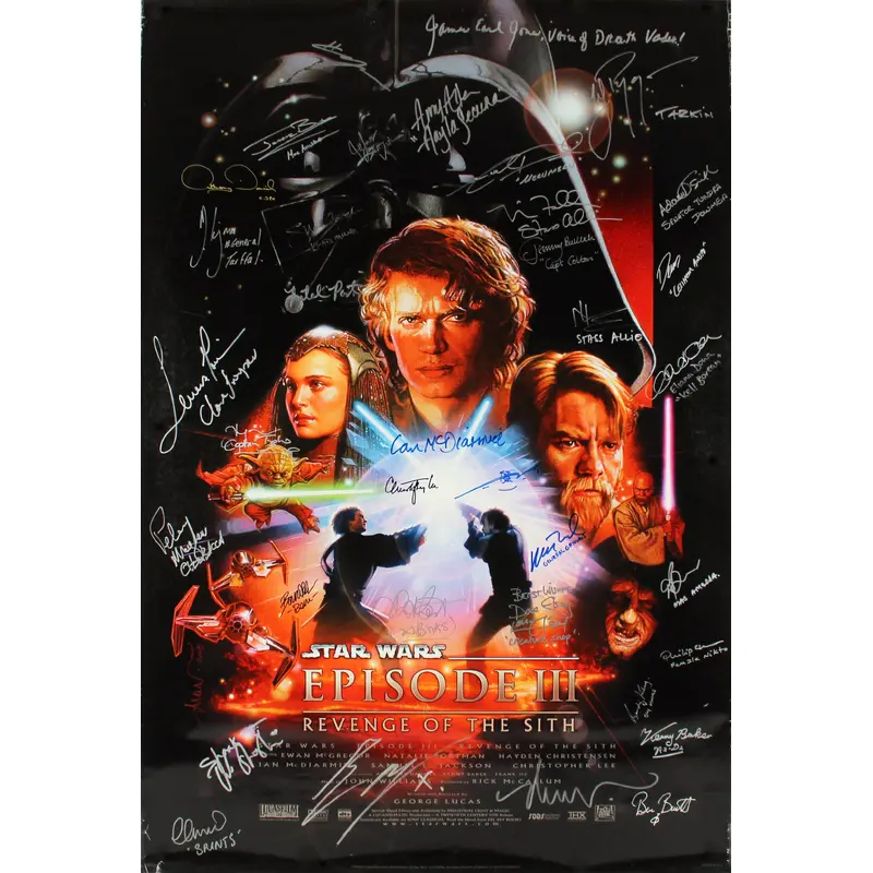 Star Wars Episode III (37) Lee, Portman, Mayhew Signed 27x40 Poster BAS #WN01166