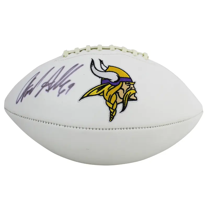 Vikings Jared Allen Authentic Signed White Panel Logo Football BAS Witnessed