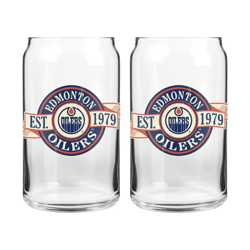 NHL Edmonton Oilers 16 oz Can Glass Banner Design