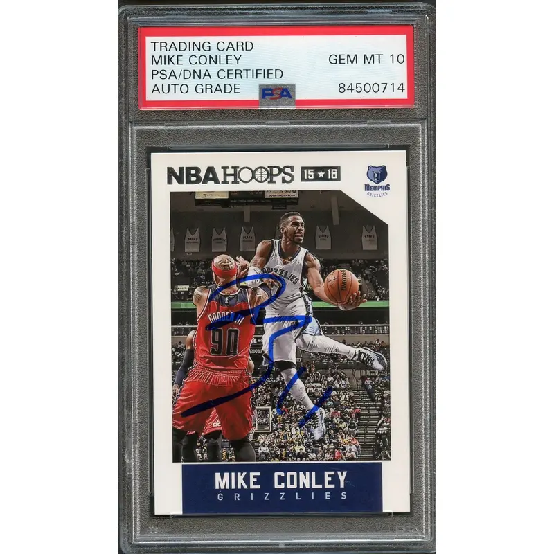 2015-16 NBA Hoops #254 Mike Conley signed Card Auto 10 PSA Slabbed Grizzlies