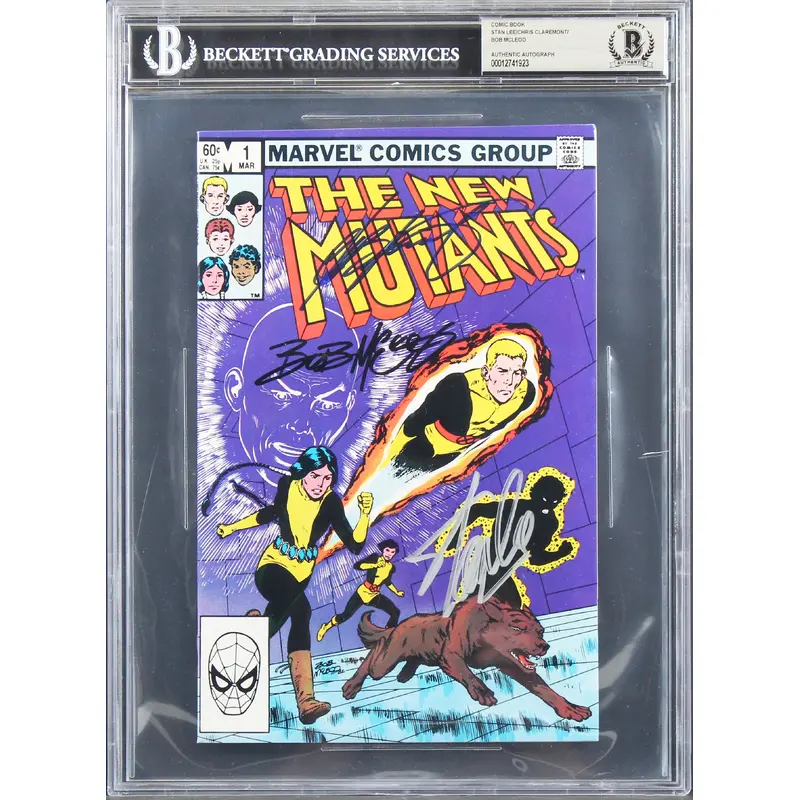 (3) Stan Lee,  Claremont & Mcleod Signed The New Mutants #1 Comic BAS Slabbed
