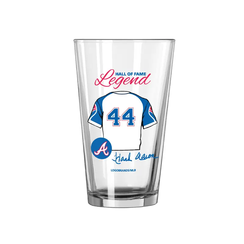 Atlanta Braves HOF Hank Aaron 16oz Pint Glass