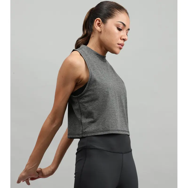 Women'S Crop Muscle Tank Top Grey Melange Wod Armour | Kibi Sports