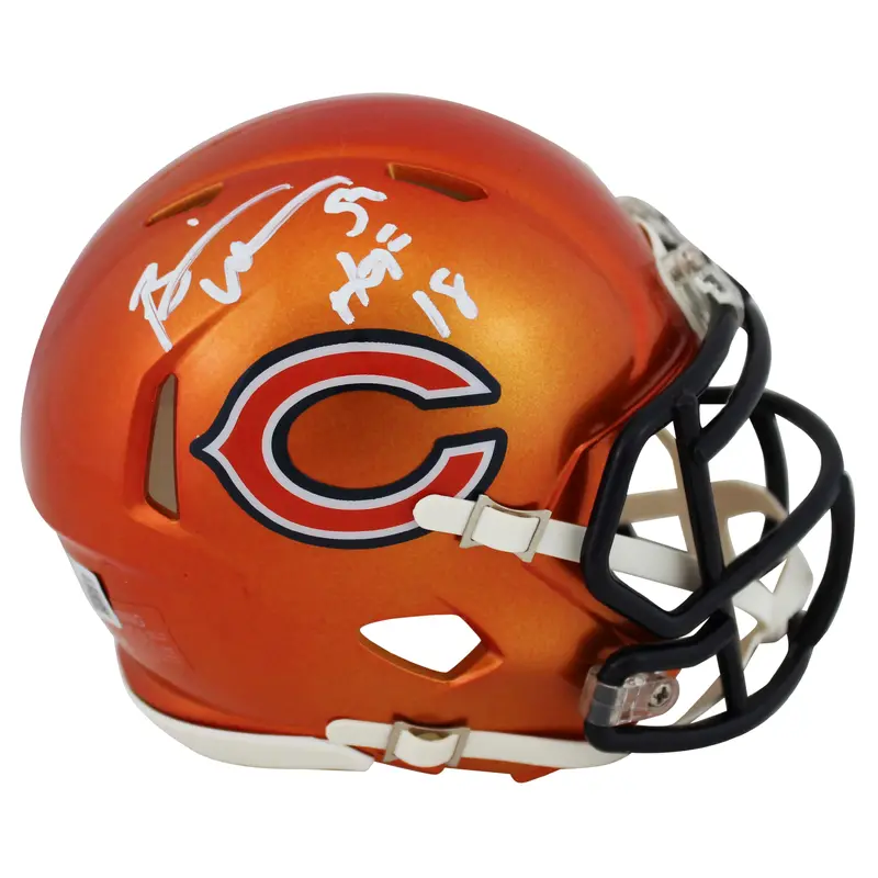 Bears Brian Urlacher "HOF 18" Signed Flash Speed Mini Helmet BAS Witnessed