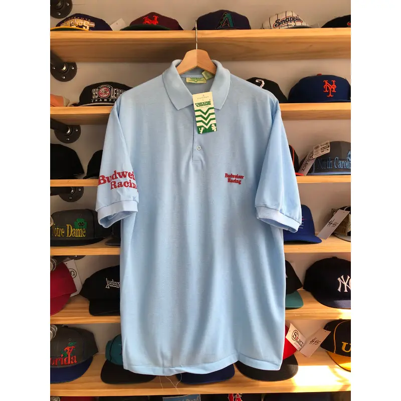 Deadstock Vintage 80s Budweiser Racing Polo Shirt Size XL