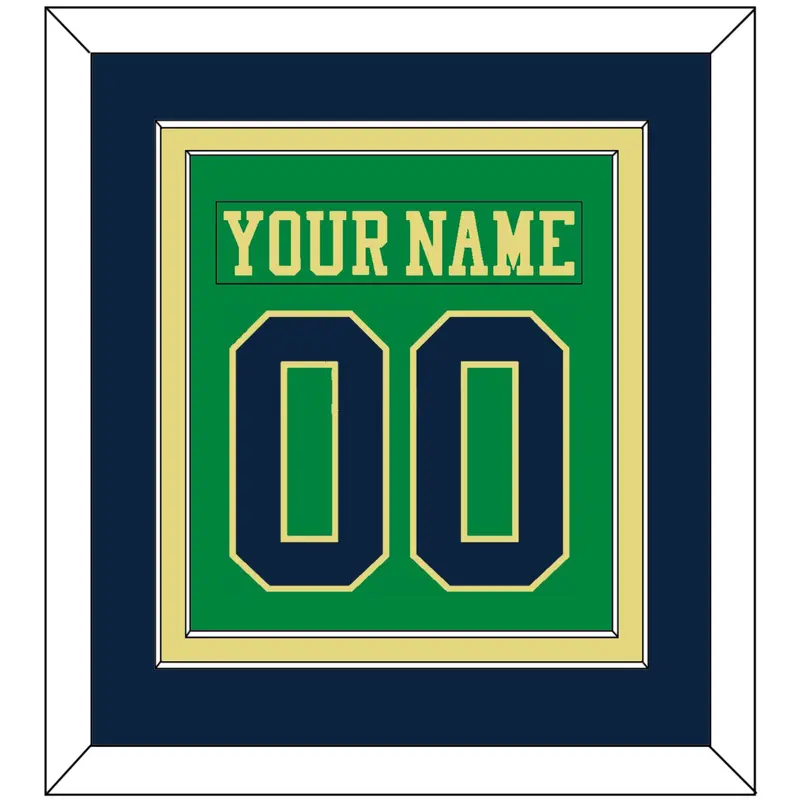 Notre Dame Hockey Nameplate & Number (Back) Combined - Alternate Green (2015) - Double Mat 4