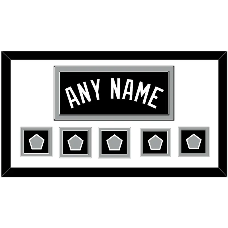 San Antonio Name With 5 Champions Banner Patches - Road Black (2002-2017) - Double Mat 1