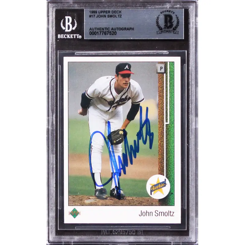 Braves John Smoltz  Authentic Signed 1989 Upper Deck #17 Rookie Card BAS Slabbed