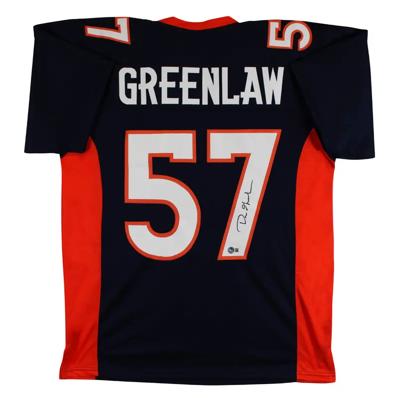 Dre Greenlaw Authentic Signed Navy Pro Style Jersey Autographed BAS Witnessed