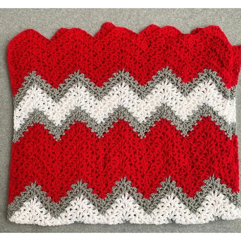 Crimson and Gray Handmade Baby Afgan