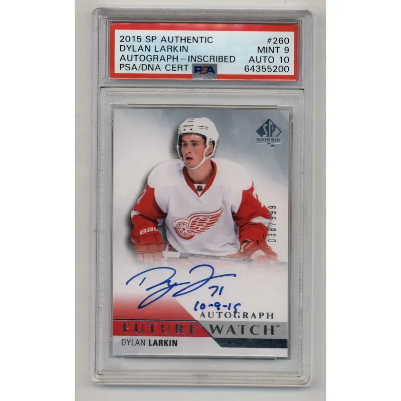Dylan Larkin 2015-16 SP Authentic Auto Inscribed 038/999 PSA 9 Mint