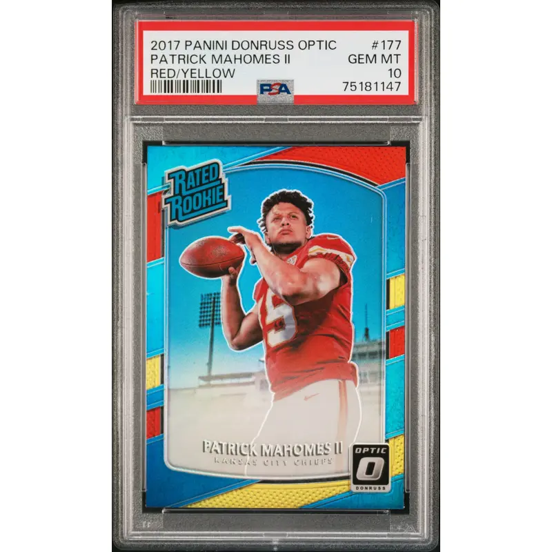 Patrick Mahomes 2017 Donruss Optic #177 Red/Yellow PSA 10 Gem Mint 1147