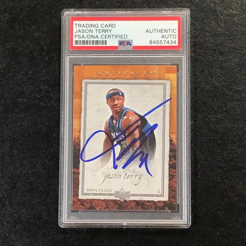 2007-08 Artifacts Basketball #21 Jason Terry Signed Card AUTO PSA Slabbed Mavericks