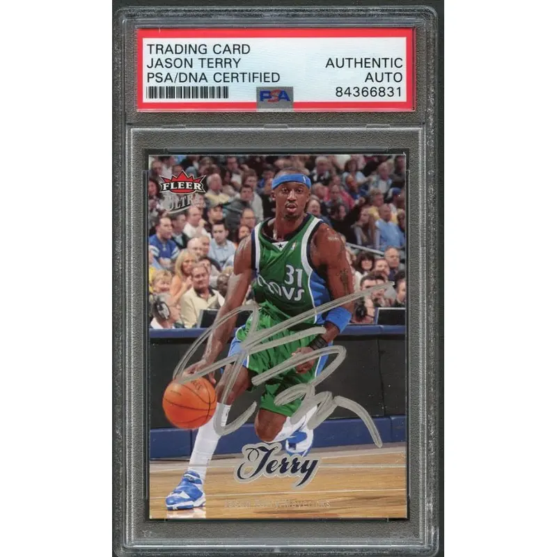 2007-08 Fleer Ultra #36 Jason Terry Signed Card AUTO PSA Slabbed Mavericks